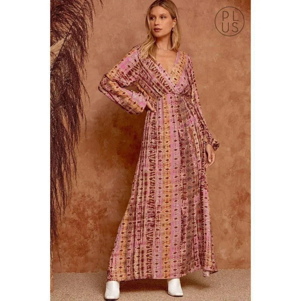 Andree By Unit Fun Woven Printed Maxi Dress Western Boho Bohemian New S-L D10321
